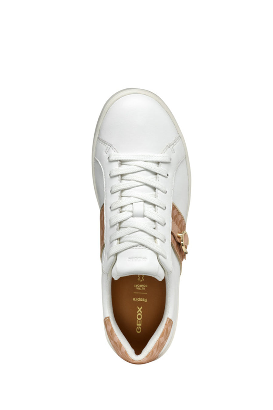Geox Women White D Spherica Ecub - 1 A - Na + Pr.Sy Laced Leather Sneaker
