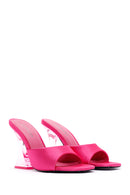 Women's Pink Transparent Heeled Slippers | Derimod