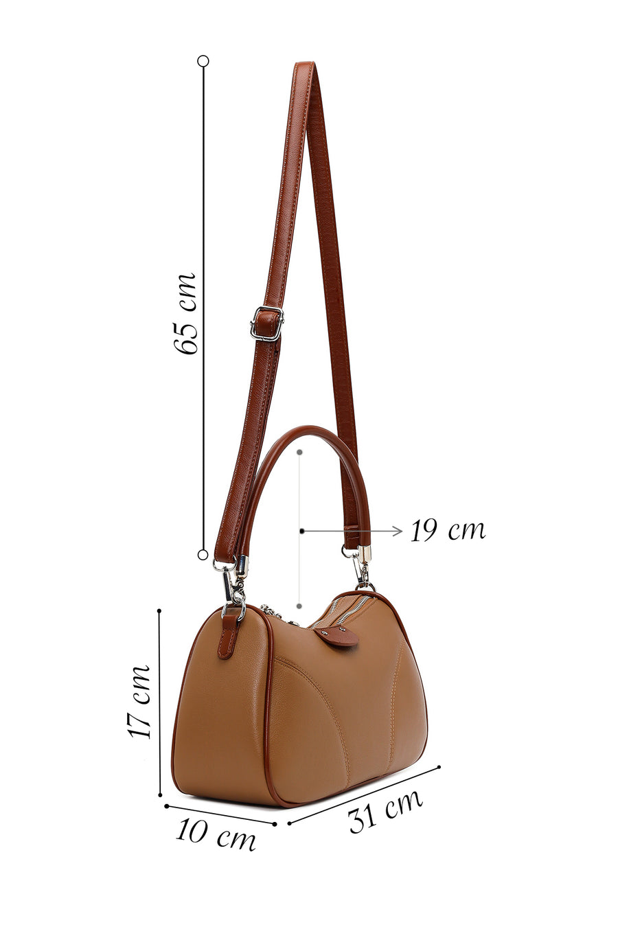 Woman Beige Casual Shoulder Bag with Long Strap