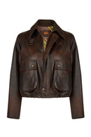 Richmond Woman Brown Short A-Line Leather Jacket | Derimod