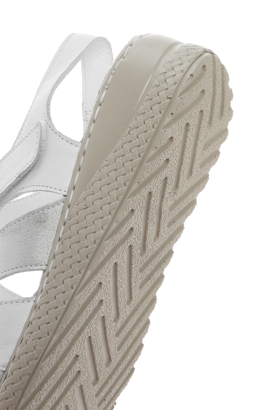 Women's White Ankle Strap Thick Soled Leather Comfort Sandals
