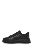 Erkek Siyah Bağcıklı Kalın Tabanlı Deri Sneaker | Derimod