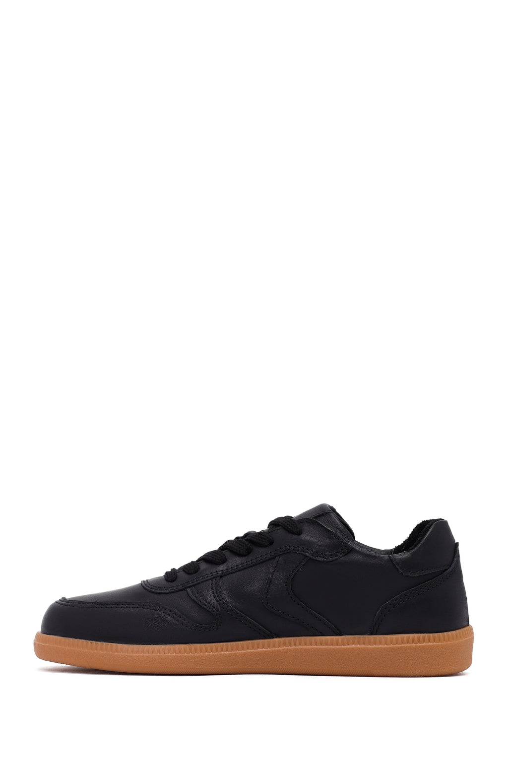 Kadın Siyah Bağcıklı Deri Sneaker