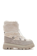 Women's Beige Plush Suede Leather Boots | Derimod