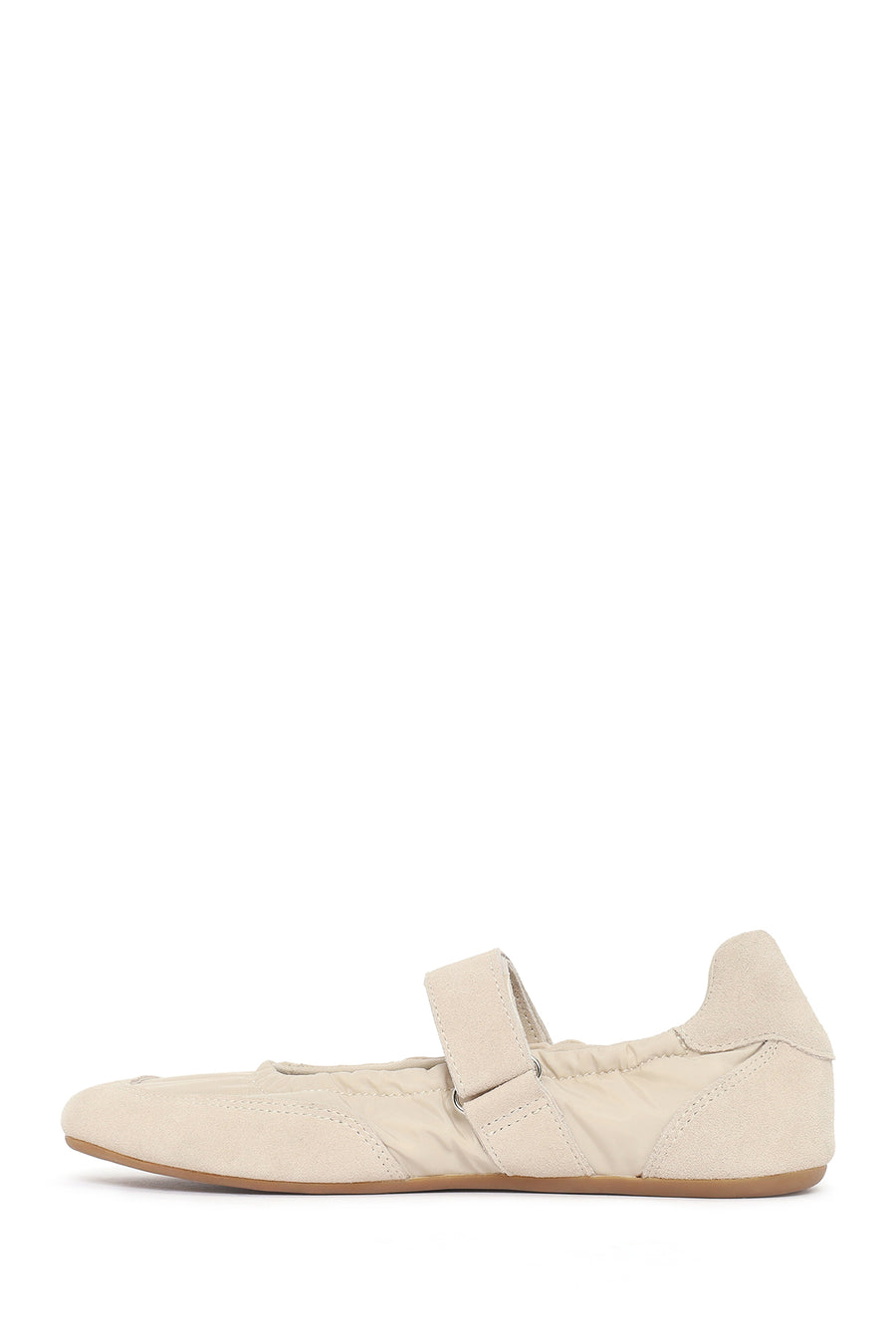 Women's Cream Strapped Leather Sport Ballet Flats
