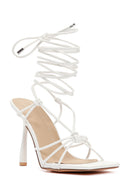 Women's White Tie-Heeled Sandals | Derimod