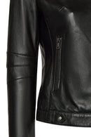 Lesi Woman Black Short Leather Jacket | Derimod