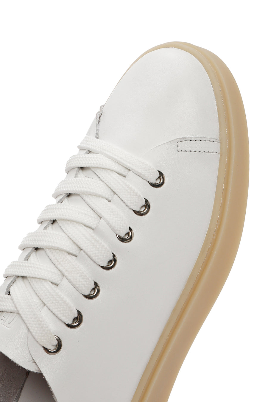Erkek Beyaz Bağcıklı Deri Sneaker