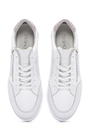 Women's White Thick Soled Leather Sneaker | Derimod