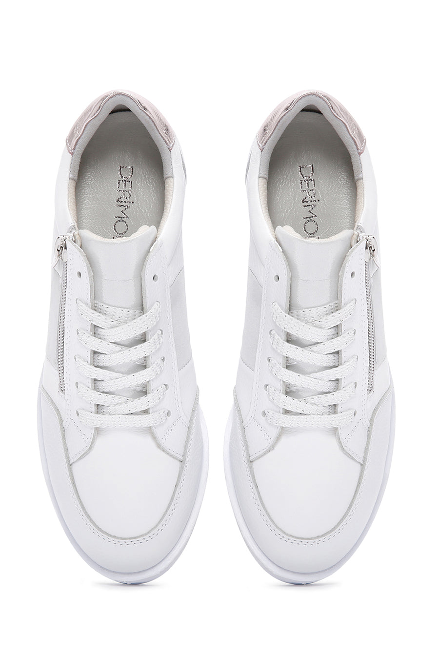 Women's White Thick Soled Leather Sneaker
