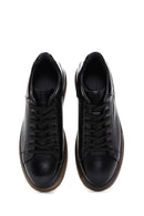 Men's Black Leather Thick Soled Leather Sneaker | Derimod