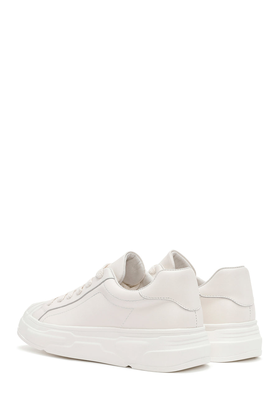 Men's White Lace-up Leather Sneaker