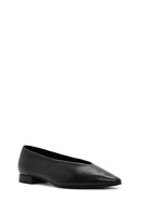 Women's Black Leather Ballerinas | Derimod