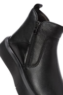 Men's Black Double Zipper Leather Casual Boots | Derimod