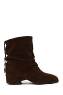 Woman Brown Chunky-Heel Suede Boots | Derimod