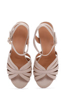 Women's Beige Thick Heeled Sandals | Derimod