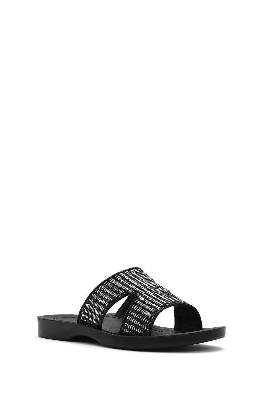 Women's Black Straw Slippers