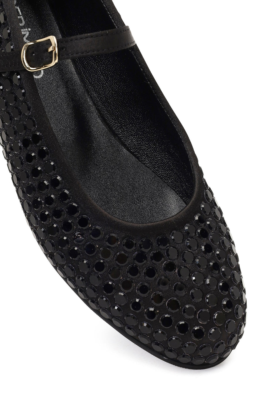 Women's Black Stone Leather Ballet Flats