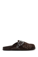 Woman Brown Open-Back Suede Slipper | Derimod