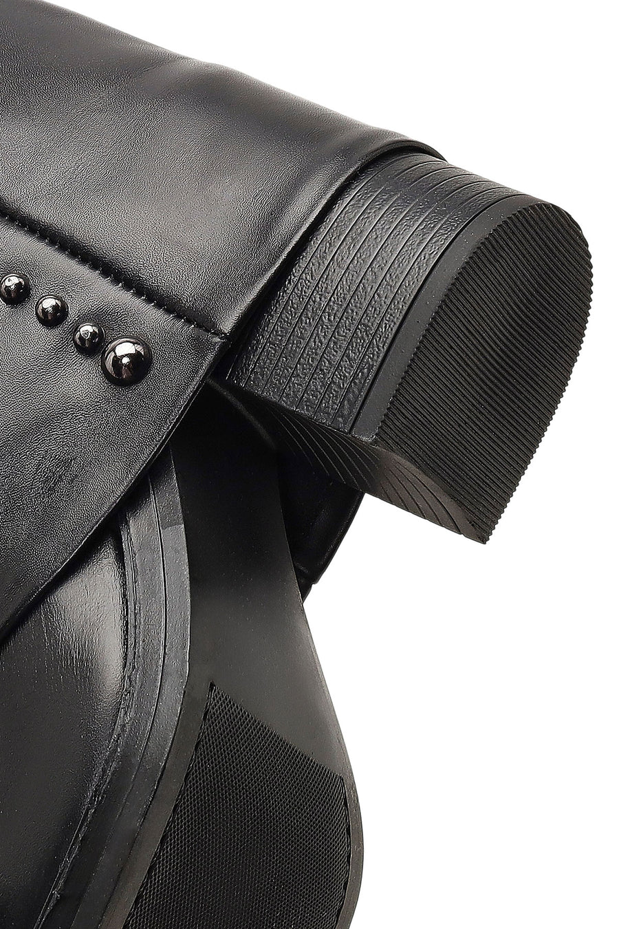 Women's Black Thick Heeled Leather Boot