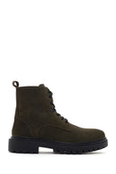 Men's Khaki Zippered Nubuck Leather Boots | Derimod