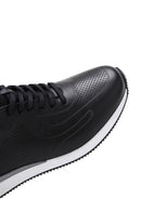 Men's Black Leather Printed Sneaker | Derimod