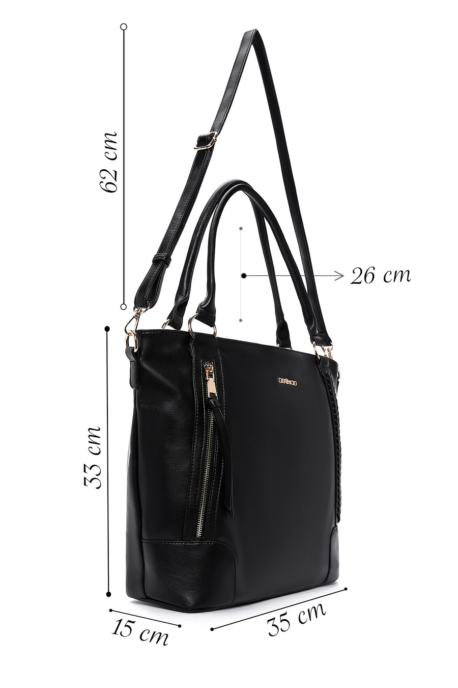 Woman Black Long-Strap Shoulder Bag