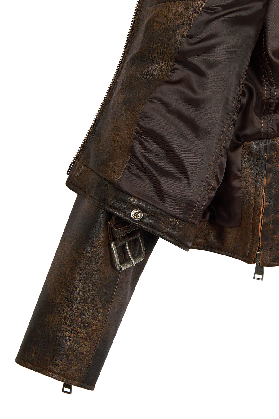 Newage Woman Brown Slim-Fit Biker Leather Jacket