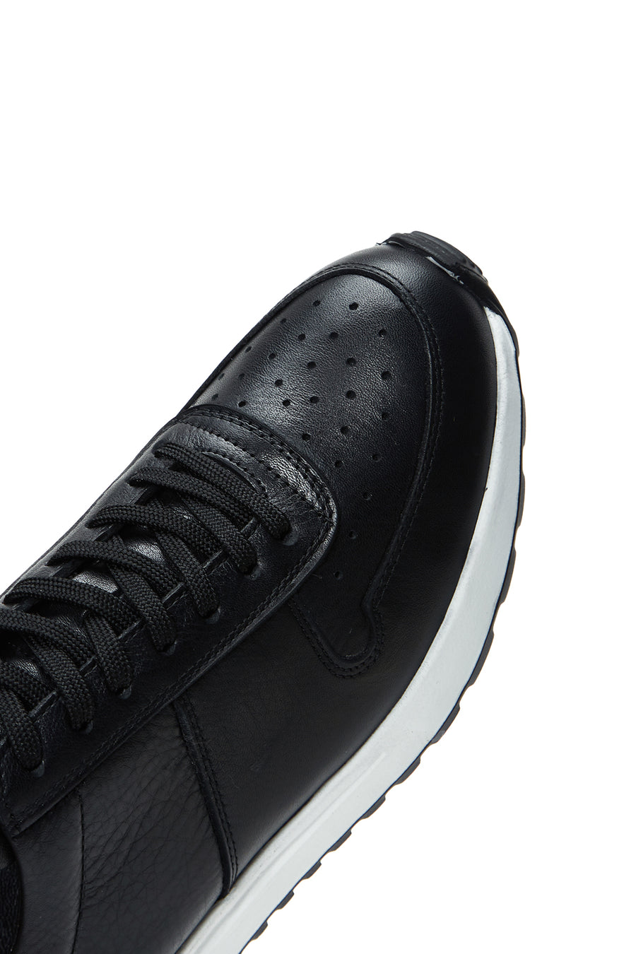 Men's Black Lace-Up Leather Casual Sneaker