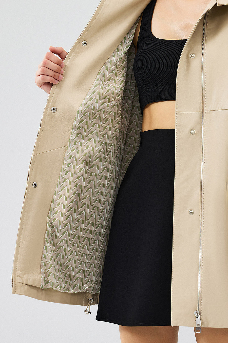 Dalida Women's Cream Oversize Leather Jacket