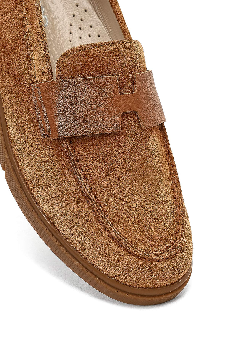 Kadın Taba Süet Deri Comfort Loafer