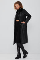 Fonda Women's Black Fur Leather Coat | Derimod