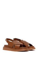 Women's Tan Strap Leather Sandals | Derimod