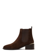 Woman Brown Suede Chelsea Boots | Derimod
