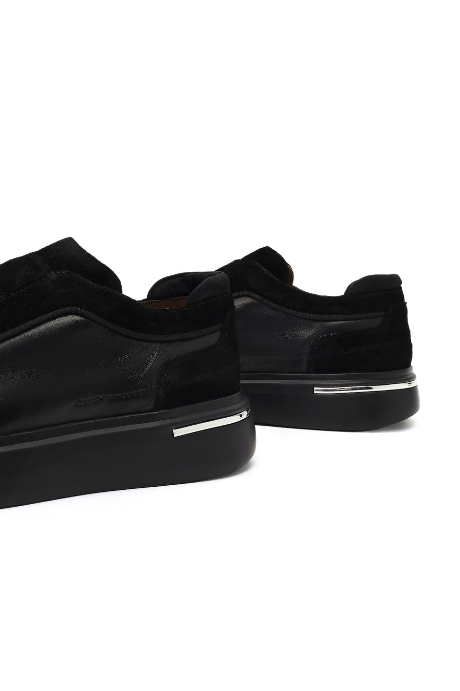Erkek Siyah Kalın Tabanlı Deri Sneaker