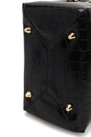 Woman Black Long-Strap Croc-Pattern Mini Shoulder Bag | Derimod