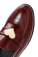 Women's Burgundy Accessory Detailed Leather Masculine Loafer | Derimod