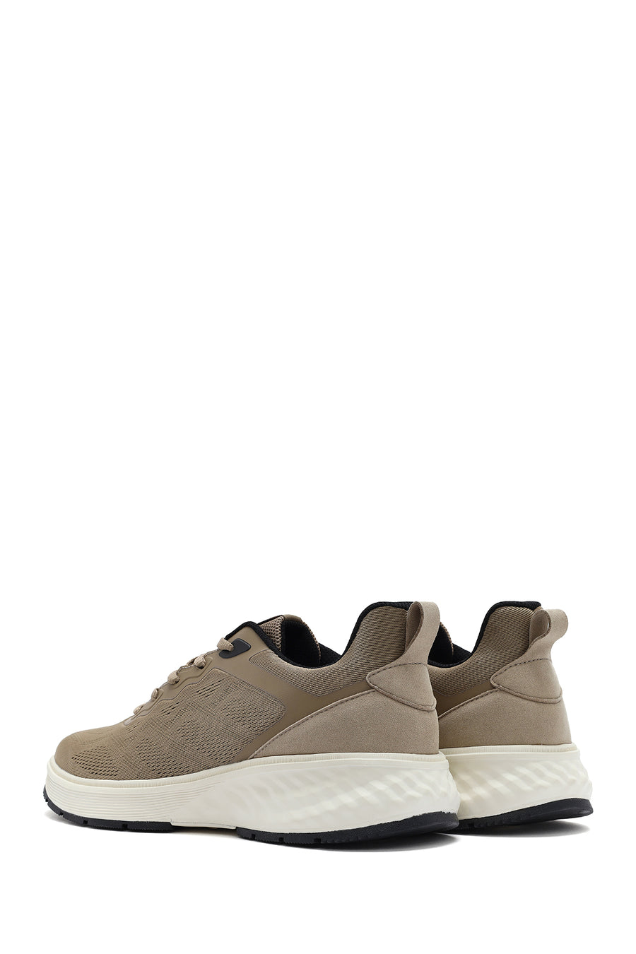 Men's Beige Lace-Up Thick-Sole Sneakers