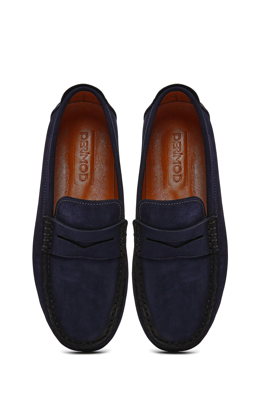 Men's Navy Blue Nubuck Leather Casual Loafer