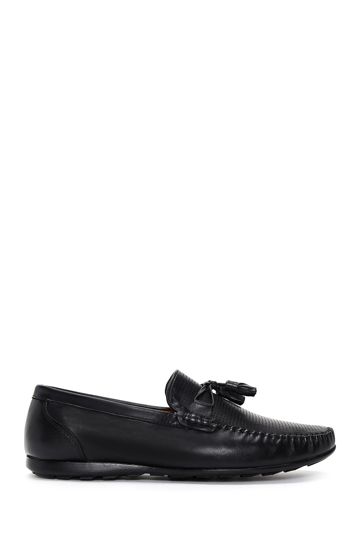 Men's Black Leather Printed Tassel Loafer 23SFD6301DI | Derimod