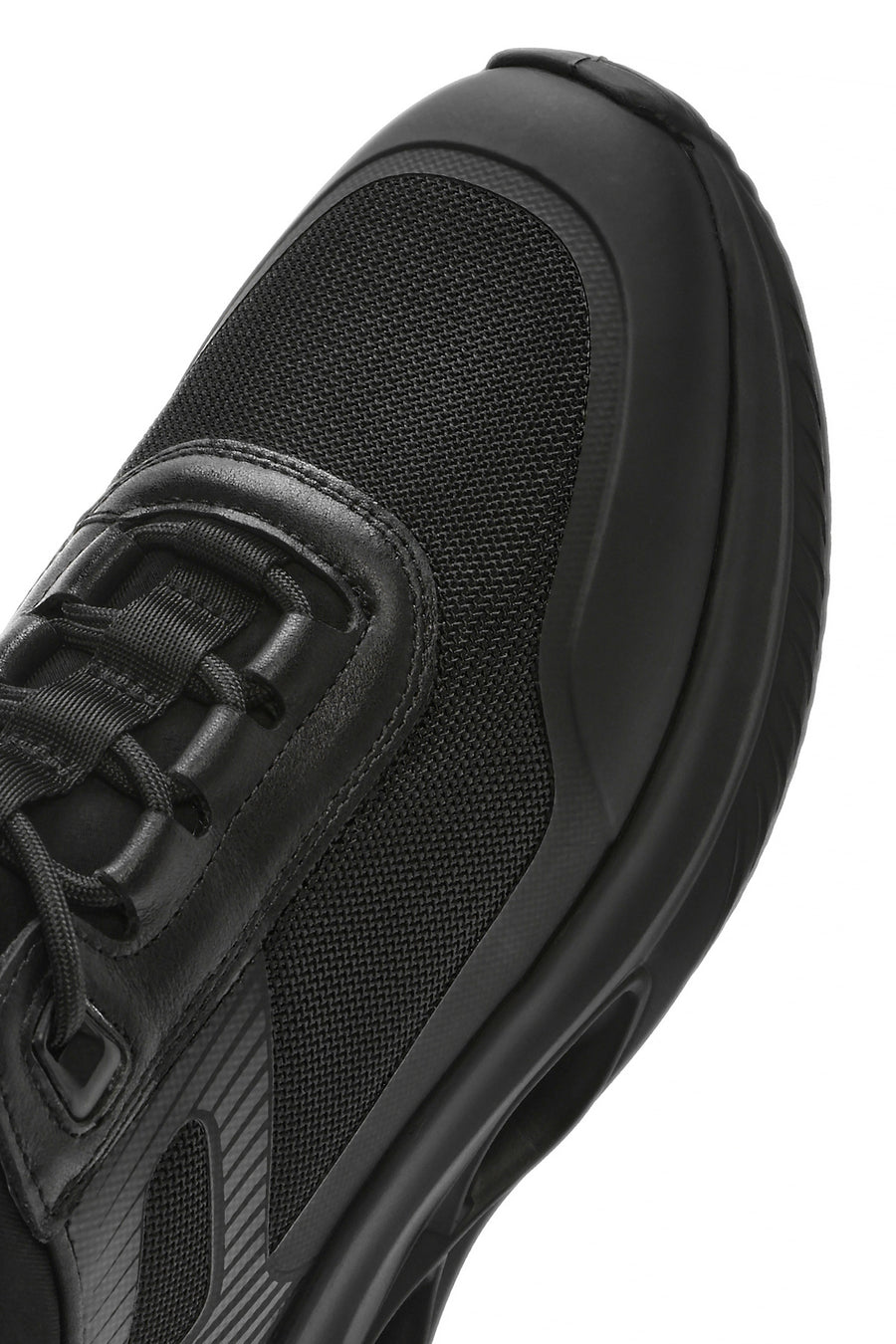 Erkek Siyah Kalın Tabanlı Bağcıklı Kumaş Sneaker