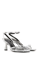 Women's Silver Ankle Strap Heeled Sandals | Derimod