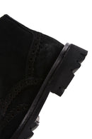 Men's Black Suede Leather Zippered Boots | Derimod