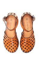 Women's Tan Leather Bodrum Sandals | Derimod