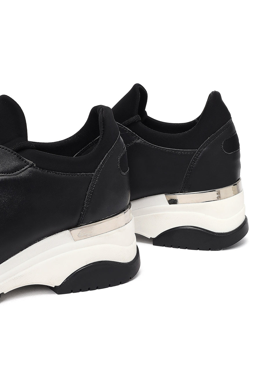 Kadın Siyah Bağcıklı Dolgu Topuklu Sneaker