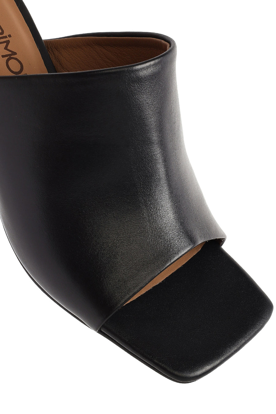 Women's Black Heeled Leather Slippers