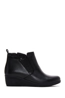 Women's Black Leather Wedge Heel Boots | Derimod