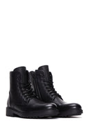 Men's Black Leather Zippered Casual Boots | Derimod