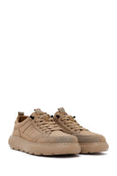 Derimod Zero Male Beige Lace-Up Thick-Soled Fabric Sneaker | Derimod