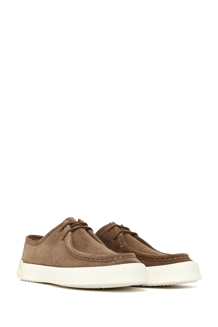 Male Beige Lace-Up Thick-Soled Suede Leather Casual Shoes
